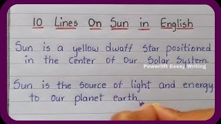 10 Lines on Sun🌞 in English | About Sun in English | Essay on Sun | Speech on Sun | Few Lines on Sun