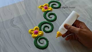 3 border rangoli designs | rangoli designs | door side border designs | easy simple rangoli #rangoli