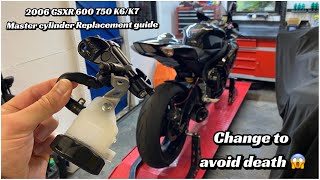 Suzuki GSXR 600 750 K6/K7 master cylinder & battery replacement guide