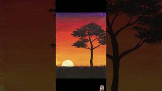 Easy Sunset Painting For Beginners #shorts #acrylicpaintingferbeginners #sunset #trending