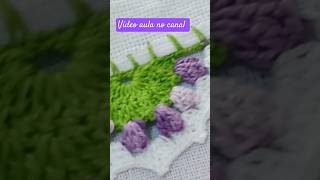 bico/barrado de crochê com flores tulipas, fácil e diferente #panodeprato #crocheting #crochê #short