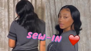 #Sew-in Tutorial Review!💦 She Install loose Wave Hair With Closure | Lace Melted