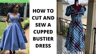 HOW TO CUT AND SEW A CUPPED BUSTIER DRESS WITH A KEYHOLE YOKE DESIGN DETAIL