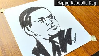 B R Ambedkar Drawing / Republic day drawing / Pen drawing 🇮🇳