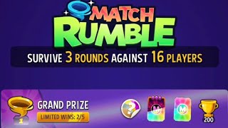 Today's 16 Player Super Sized Rainbow Color Crush Rumble Grand Win #2 In Match Masters!