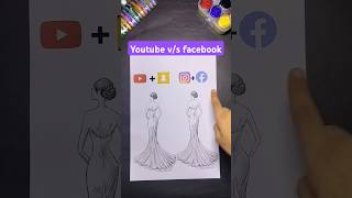 How To Colour Costume| Costume - Instagram Vs You Tube | Cute Paper Craft #22 #art #craft #shorts