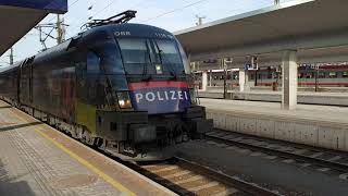 Der ÖBB Railjet mit Der Werbelok 1116.157-9 "Polizei - Gemeinsam.Sicher-Lok