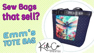 Easy tote tutorial- How to Sew a bag to sell.  Emm's tote could be your best seller for 2024!