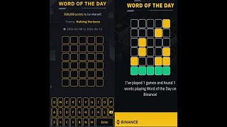 Binance's "Word of the Day" challenge. Complete done everyday