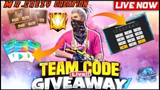 PUSH TO TOP 1 GRANDMASTER | FREE FIRE LIVE TEAMCODE GIVEAWAY | #fflive #teamcode #djAlokgiveaway