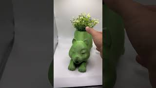 Silk GREEN kitty planter FLOWER POT! 🐍🔥