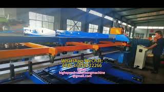 Fully automatic roof sheet roll forming machine production line.Save labor