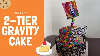 2 Tier gravity cake with crown | 3 in 1 chocolate cake | Easy and Tasty birthday cake | Ruchira