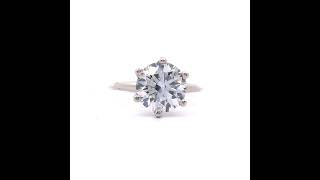 3.12 Carat Round Brilliant Cut Diamond 6-Prong Tiffany Style Solitaire Ring in 14k White Gold