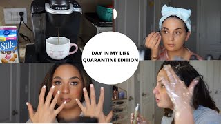 DAY IN MY LIFE DURING QUARANTINE: QUARANTINE GRWM, FILMING, DOING MY ROOTS, & MANICURE AT HOME!