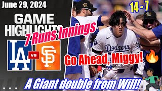 LA Dodgers vs SF Giants INNINGS 10 + 11 6/29/24 | A Giant double from Will 🔥 7 Runs Scores Innings 🔥