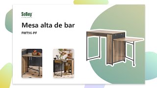 SoBuy Mesa alta de bar | Mesa alta cocina con taburetes | Barra cocina | Barra bar | FWT96-PF