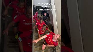 WFA CUP 2024 winners Manchester United heading to collect their medals and trophy