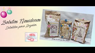 BOLSITAS NAVIDEÑAS DETALLITOS PARA REGALAR - MIXED MEDIA  RETO CERECITAS ARTE Y SCRAP  #SCRAPBOOKING