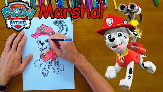 Draw MARSHAL from PAW Patrol - How to DRAW easy + step by step tutorial