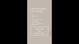 Farmasi menyatakan produk cairnya bebas kandungan Etilen Glikol maupun Dietilen Glikol