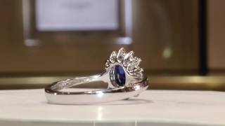 1.50 Carat Genuine Sapphire and Diamond Ring