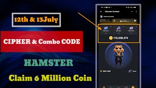 HAMSTER COMBAT \\ DAILY CIPHER & COMBO CARD \\ COMPLETE TASK & CLAIM 6 MILION COINS 🪙 #HAMSTER