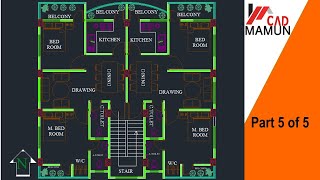 Making a simple floor plan in AutoCAD: Part 5 of 5 অটোক্যাডে একটি সহজ ফ্লোর প্লান তৈরী