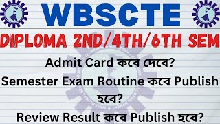 Polytechnic 2nd/4th/6th Sem | Admit Card | Exam Routine | 1st/3rd/5th Sem Review Result | WBSCTVESD