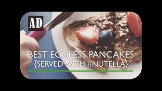 Perfect Eggless Pancakes served with Nutella | #AD