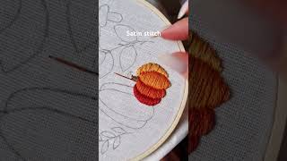 Satin stitch pumpkin embroidery #embroidery #handembroidery #handmade #stitch #art #fall #pumpkin