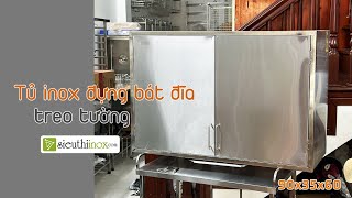 Tủ inox đựng bát đĩa treo tường, 90x35x60 | sieuthiinox.com