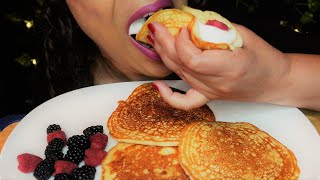 ASMR Pancakes and Fruit | Raspberries & Blackberries | Soft Eating Sounds | No Talking