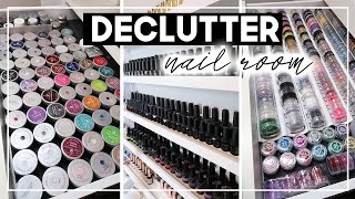 DECLUTTER | Cleaning Out & Organizing Nail Products! | ASMR | Nail Studio