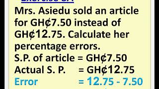 SHS MATH   PERCENTAGE   EX A8