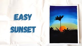 Acrylic painting | flower painting | for beginners | sunset painting | How to paint flower | fiore