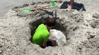 Playing on the beach