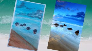 how to paint Scenery with a beautiful and charming beach view / step by step / Acrylic painting.