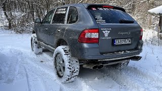 Beautiful Snow Off Road Trip inside Porsche Cayenne