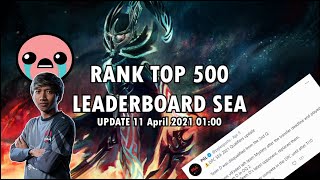 11 April 2021 || Player Indonesia Rank TOP 500 Leaderboard SEA, Tweet PGL, Jhocam Tidak Lagi Top 100