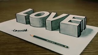 Bagaimana Menggambar Kata "LOVE" 3D - Menggambar Dengan Pensil Mudah