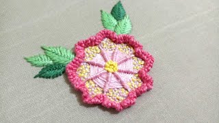 Hand Embroidery, flower pattern with detached double blanket stitch