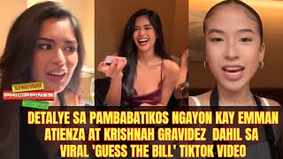 Detalye sa pambabatikos ngayon kay Emman Atienza at Krishnah Gravidez dahil sa Guess the Bill video