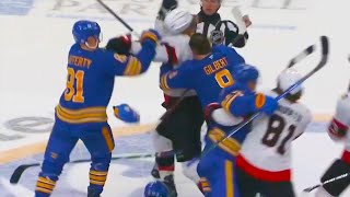 Brady Tkachuk Denis Gilbert Fight, Michael Amadio Zach Benson Fight | Senators vs Sabres Highlights