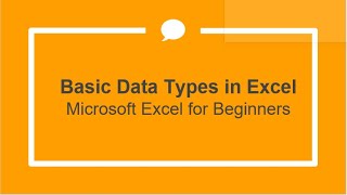 Basic Data Types in Excel - Microsoft Excel for Beginners