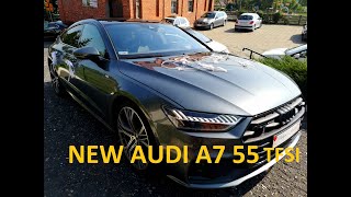 AUDI A7 55 TFSI  Cold Start with exhaust from AUDI S7 2,9 V6  ( Real Tips ) sports exhaust sound