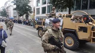 Lord Mayors Show London, on 9/11/24,  army vehicles and troops in Cheapside in the City of London.