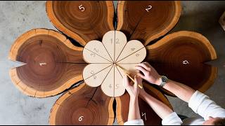 Use Large Tree Stumps And Small Branches To Create A Unique Large Tea Table With Accompanying Chairs