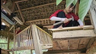 I designed the walls of the wooden house with round airy wooden slats