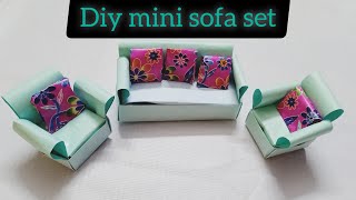 Diy cute origami mini sofa set with paper #paper crafts#home decor#yt videos